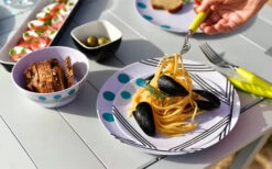 Melamine Serviesset Dots 16-dlg. 14 Melamine Serviesset Dots 16-dlg. -Buitenkampeer Winkel 260273 1859640