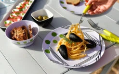 Melamine Serviesset Dots 16-dlg. 10 Melamine Serviesset Dots 16-dlg. -Buitenkampeer Winkel 290423 2404219