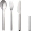 Mepal Bloom Roestvrijstalen Bestekset Incl. Plastic Deksel 3 Stuks Kiezelgeel -Buitenkampeer Winkel 349265 2655185