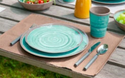 Bo-Camp Melamine Mokenset 4 Stuks Donkerblauw/bruin