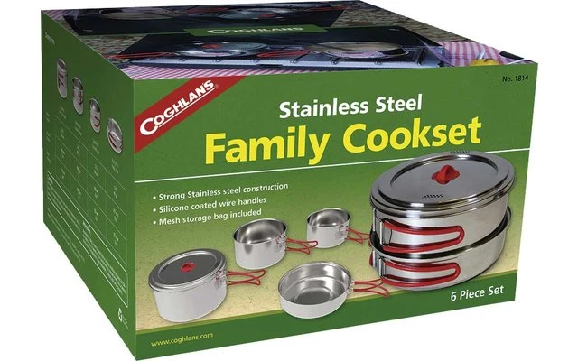 Coghlans Family Cookset 6 Stuks Roestvrij Staal 4 Coghlans Family Cookset 6 Stuks Roestvrij Staal - Afbeelding 2